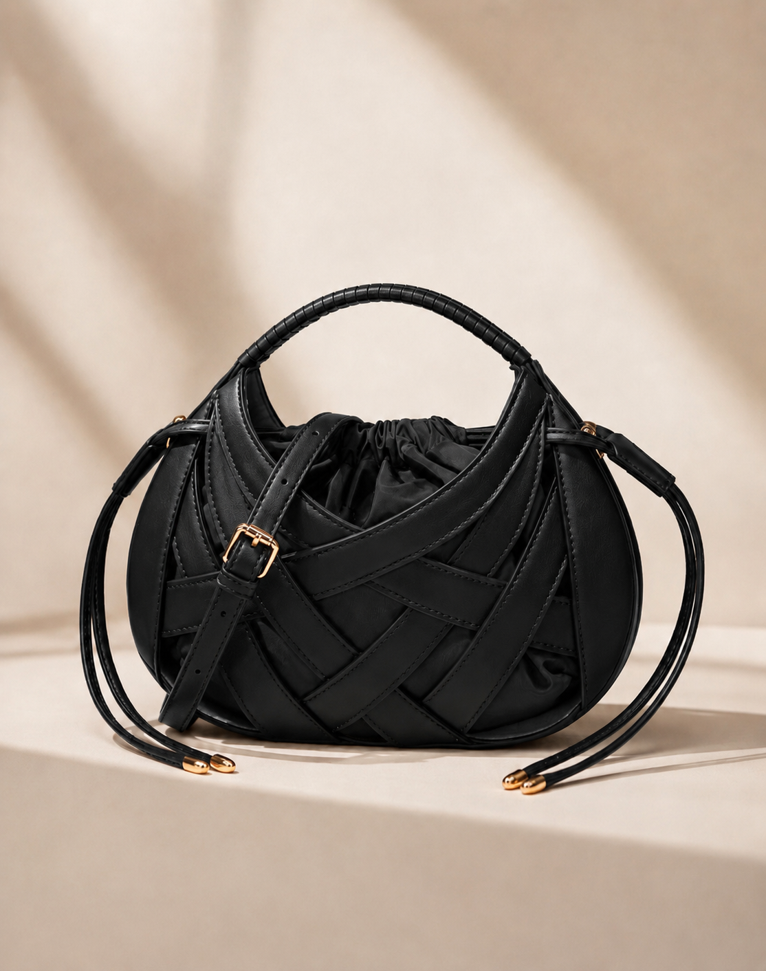 Mini Sac Cabas Tressé Femme – Style Souple Élégant - Noir