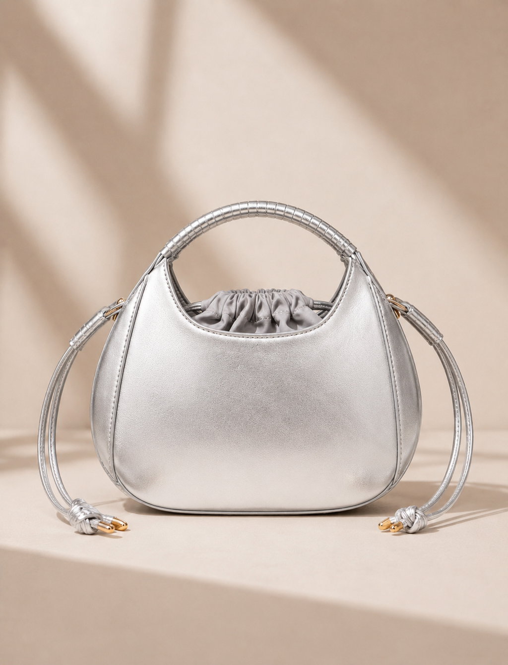 Mini Sac Cabas Tressé Femme – Style Souple Élégant - Argent