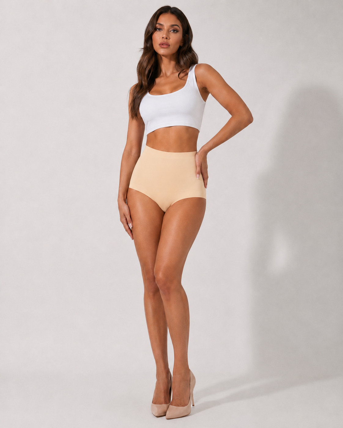 Shorty Taille Haute Gainant Effet Push-Up - Nude