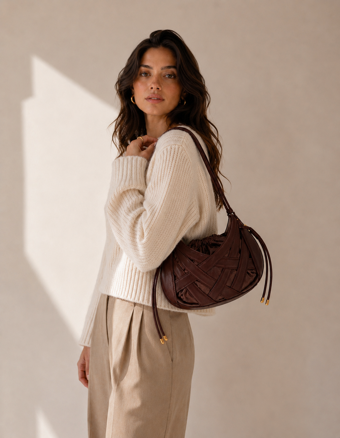 Mini Sac Cabas Tressé Femme – Style Souple Élégant - Moka
