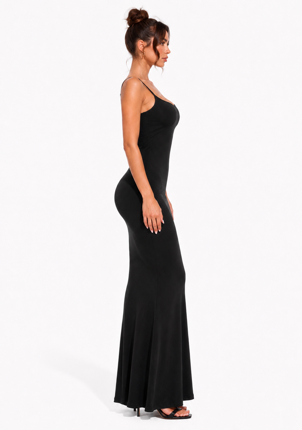 Robe Gainante A Décolletée Sculptante - Noir