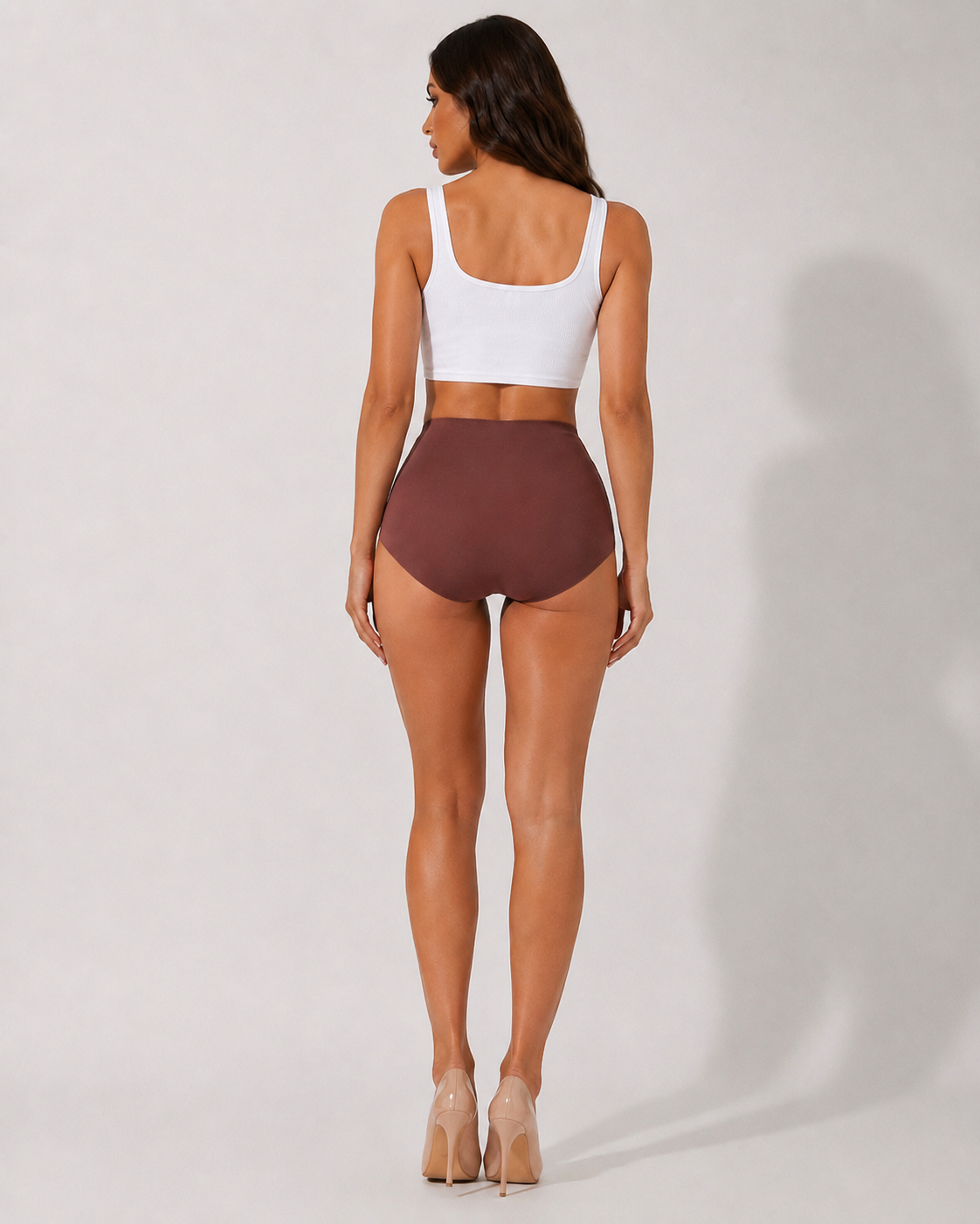 Shorty Taille Haute Gainant Effet Push-Up - Marron