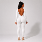 Combinaison Gainante Col Rond En Tissu Stretch - Blanc