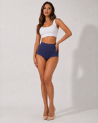 Shorty Taille Haute Gainant Effet Push-Up - Bleu