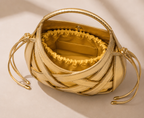 Mini Sac Cabas Tressé Femme – Style Souple Élégant - Doré