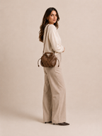 Sac Seau Cuir Tressé - Camel