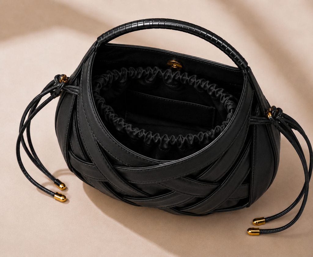 Mini Sac Cabas Tressé Femme – Style Souple Élégant - Noir