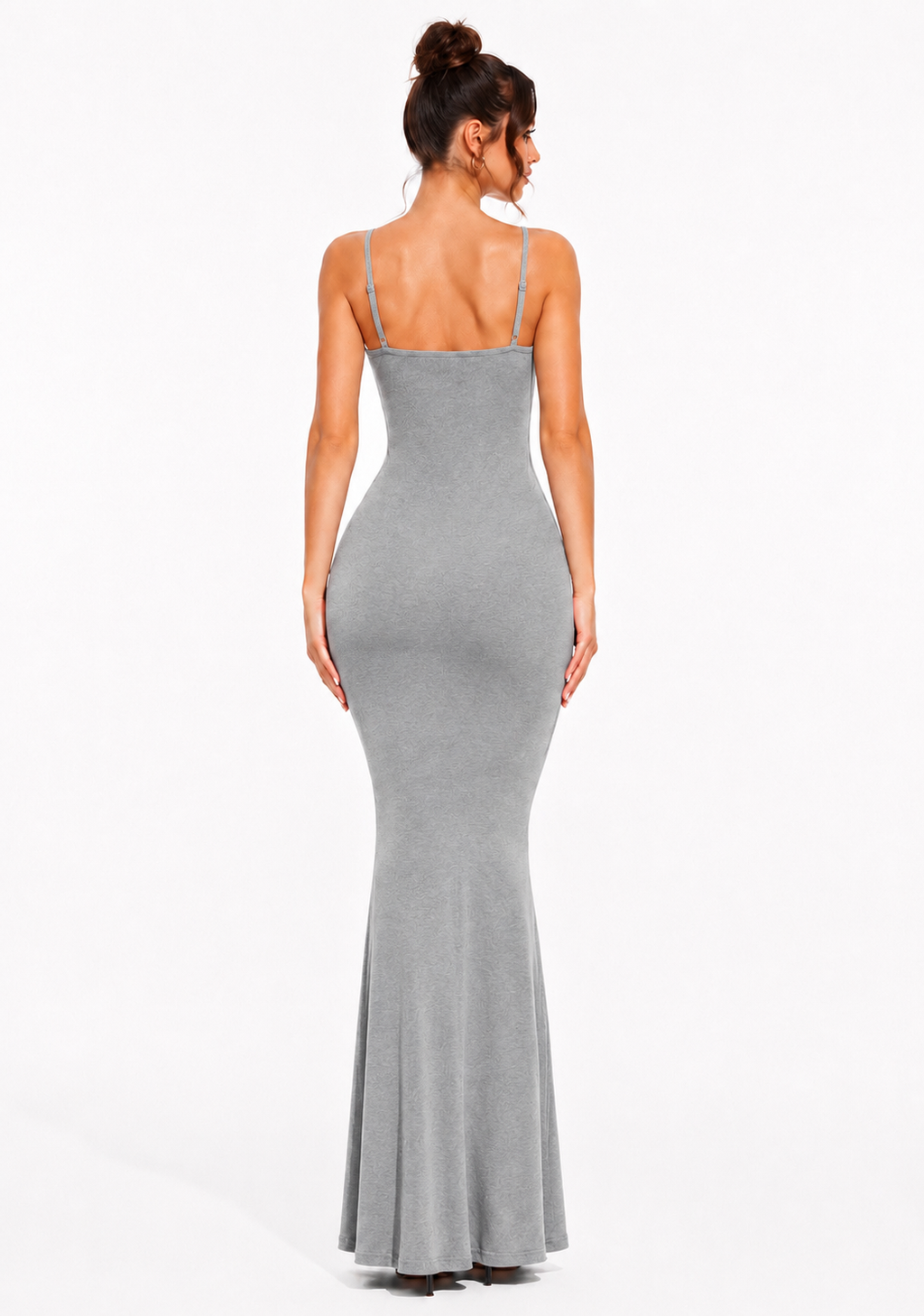 Robe Gainante A Décolletée Sculptante - Gris