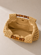 Sac Carré Tissé à Main avec Poignée Bambou Ajourée - Came