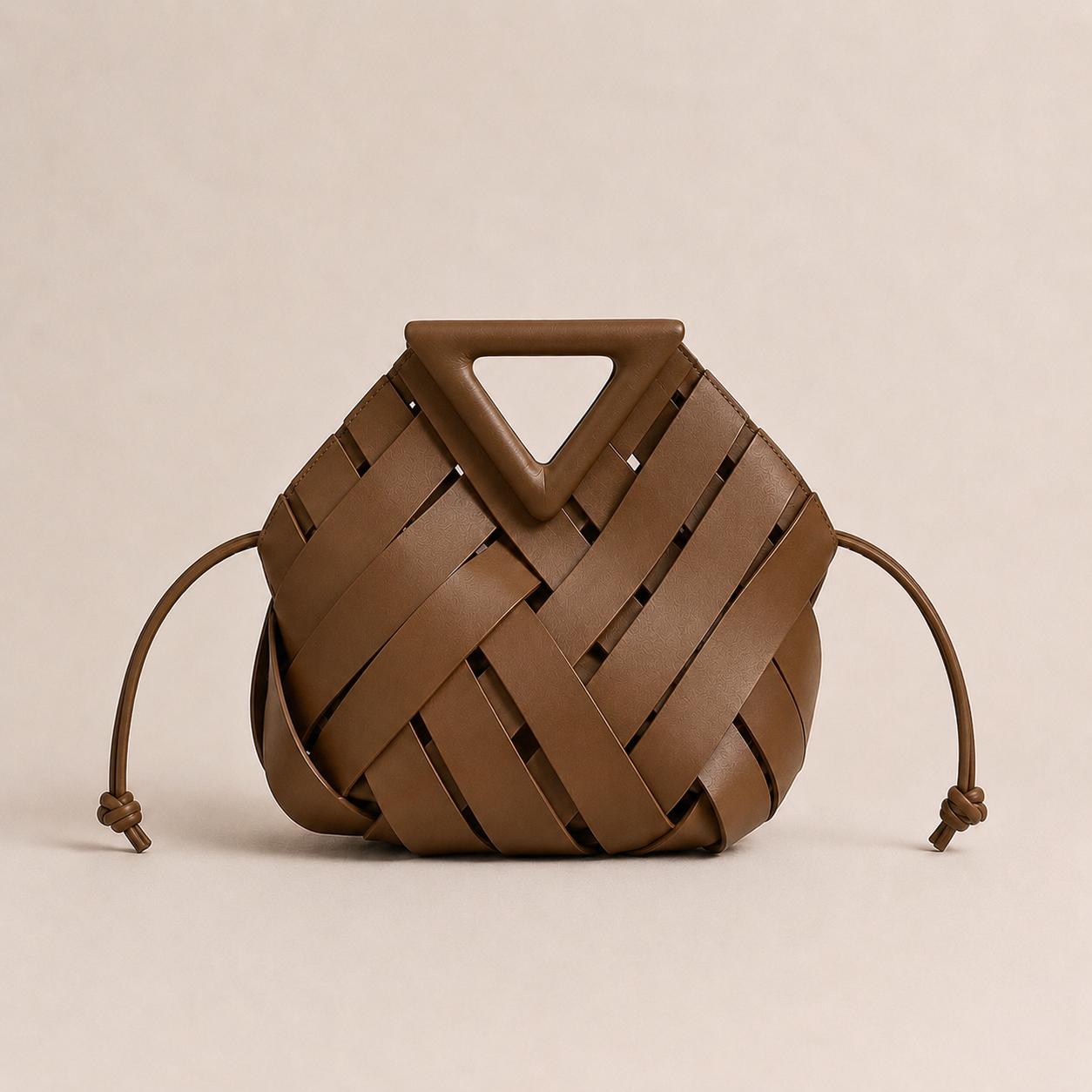 Sac Seau Cuir Tressé - Camel