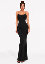 Robe Gainante A Décolletée Sculptante - Noir