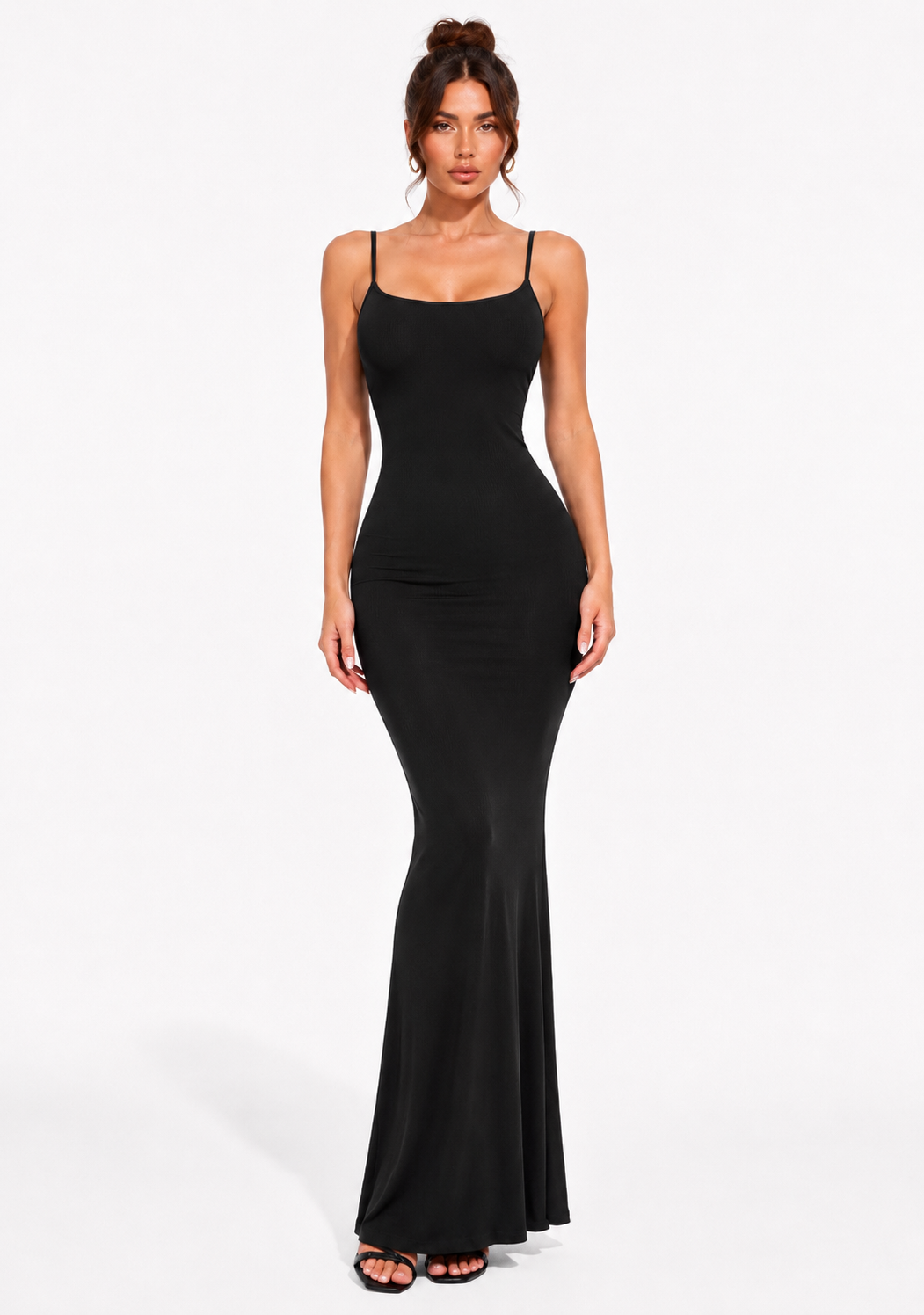 Robe Gainante A Décolletée Sculptante - Noir