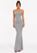 Robe Gainante A Décolletée Sculptante - Gris