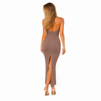 Robe Longue Femme À Fente - Marron
