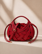 Mini Sac Cabas Tressé Femme – Style Souple Élégant - Rouge