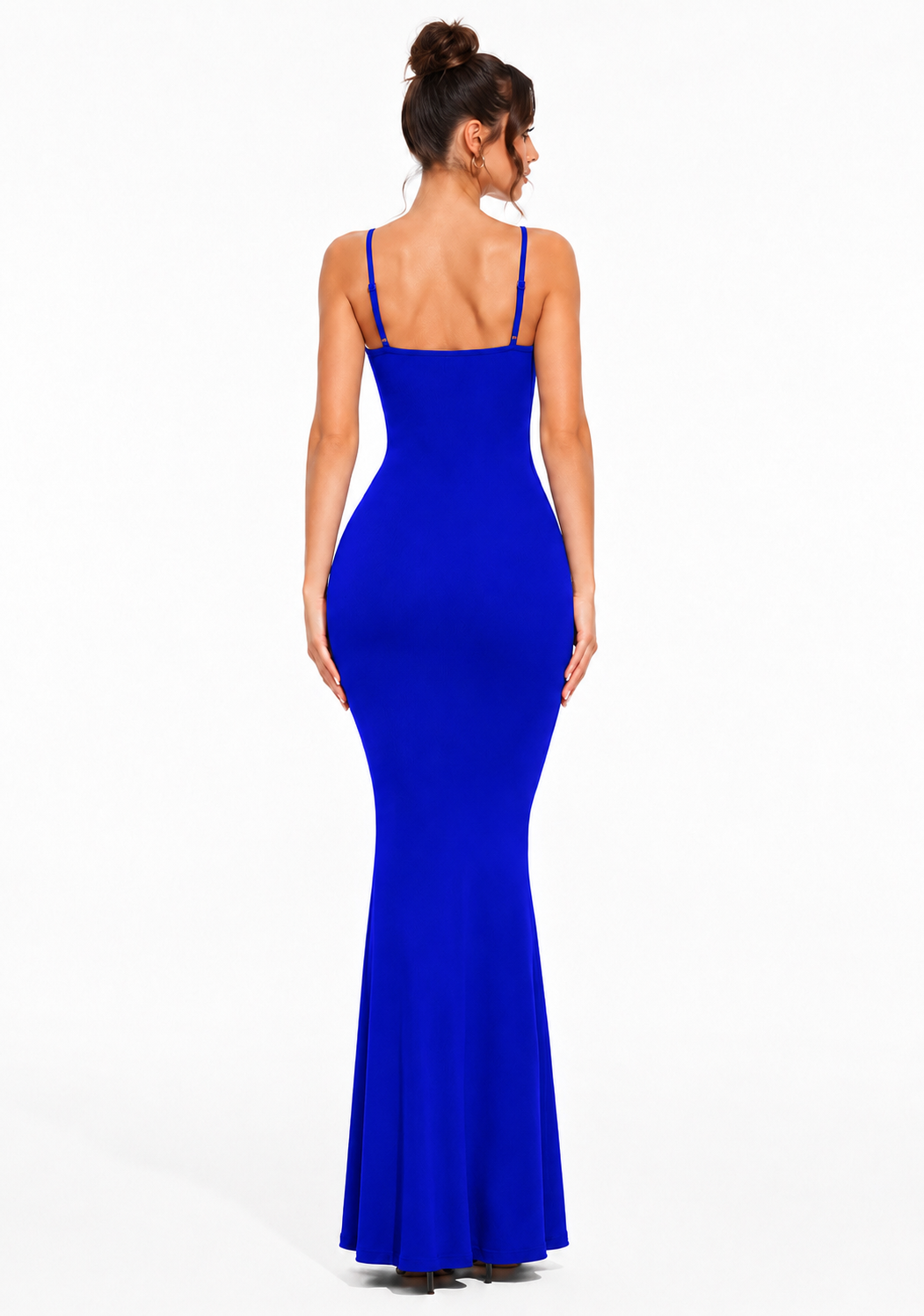 Robe Gainante A Décolletée Sculptante - Bleu