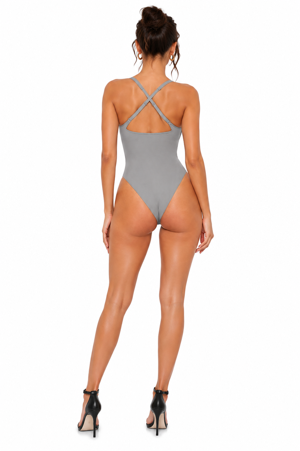 Body Gainant Sculptant à Fermeture Zip - Gris