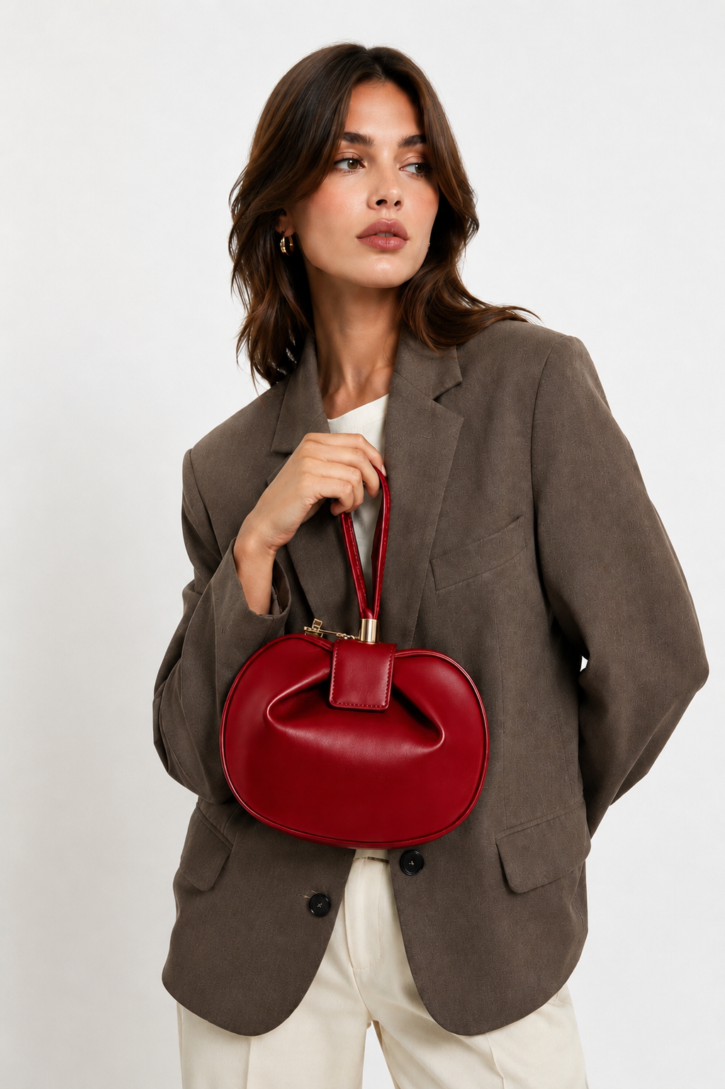 Sac À Main Bourse En Cuir - Rouge