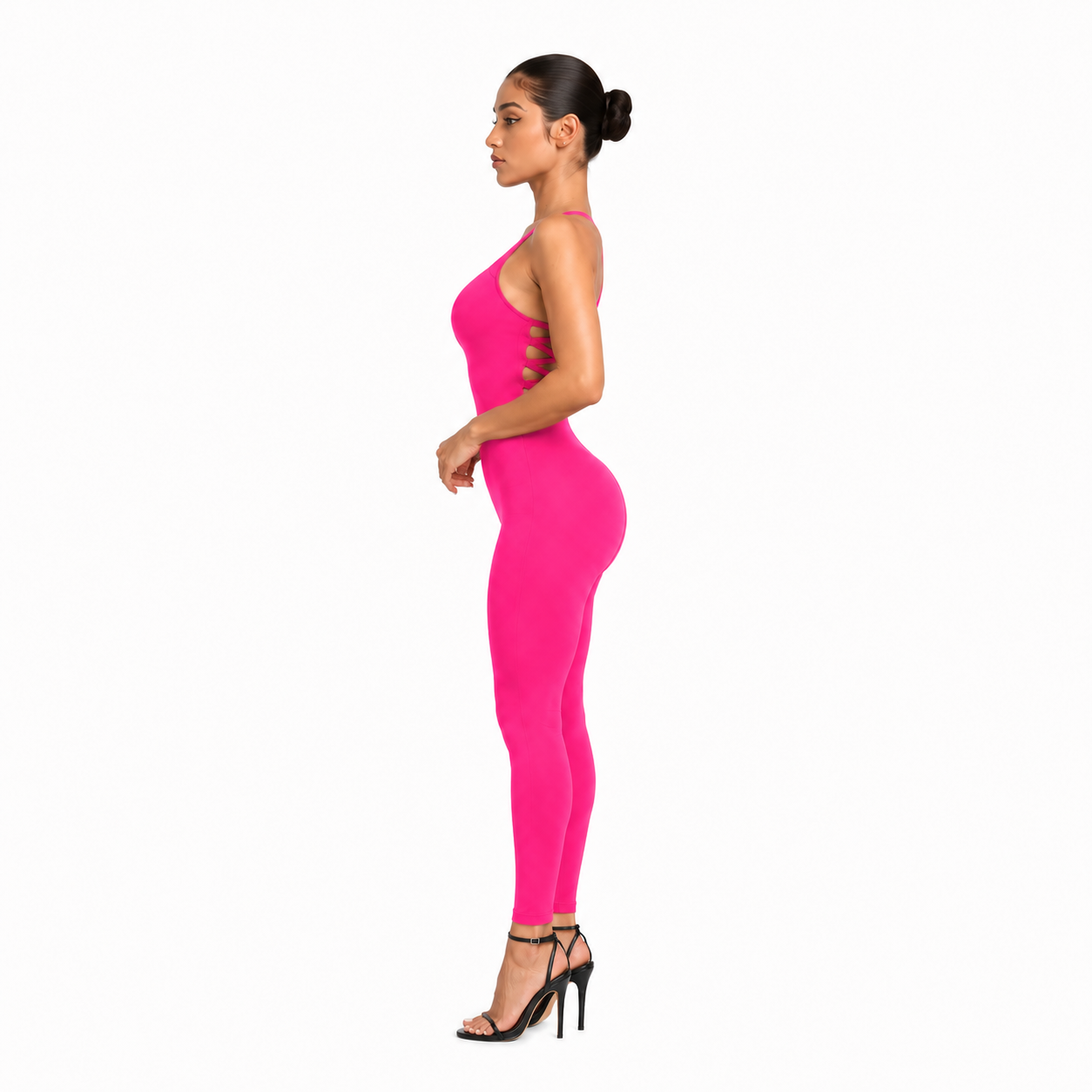 Combinaison sculptante effet sablier- Rose