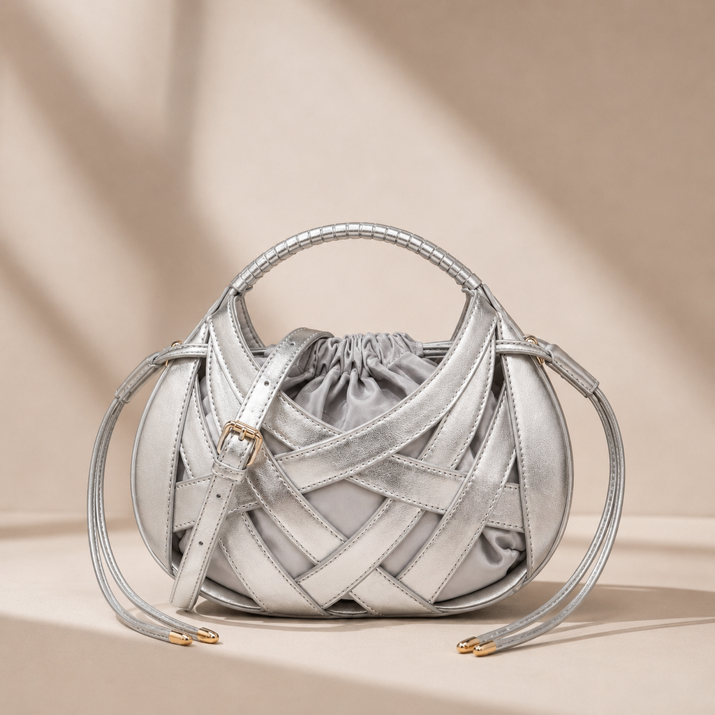 Mini Sac Cabas Tressé Femme – Style Souple Élégant - Argent