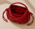 Mini Sac Cabas Tressé Femme – Style Souple Élégant - Rouge