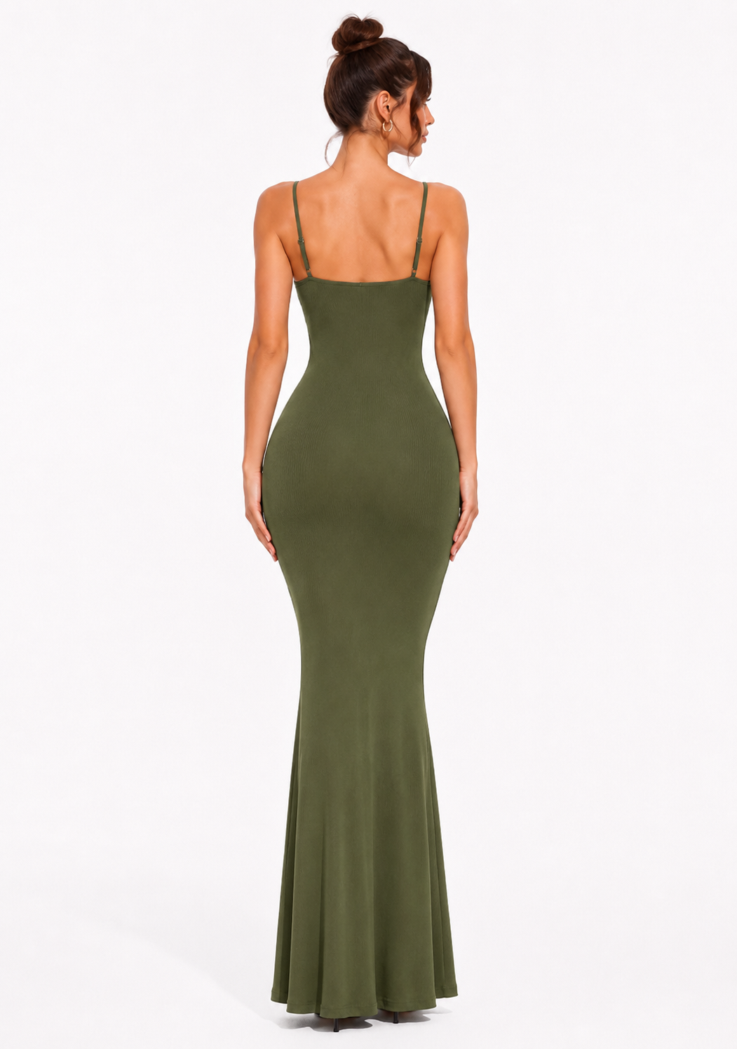 Robe Gainante A Décolletée Sculptante - Vert