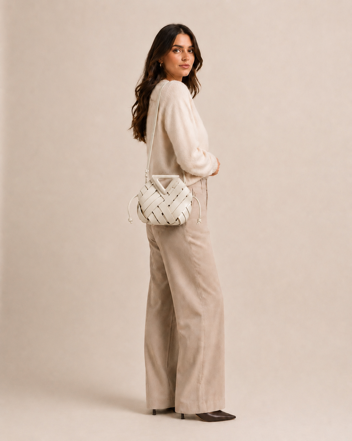 Sac Seau Cuir Tressé - Blanc