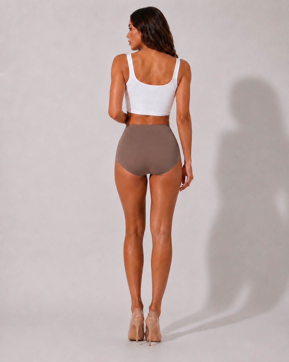 Shorty Taille Haute Gainant Effet Push-Up - Taupe