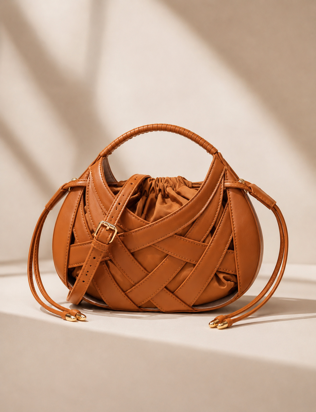 Mini Sac Cabas Tressé Femme – Style Souple Élégant - Camel
