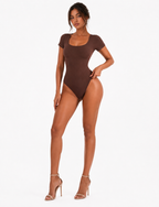 Body Sculptant À Encolure Carrée - Marron