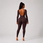 Combinaison Gainante Col Rond En Tissu Stretch - Marron