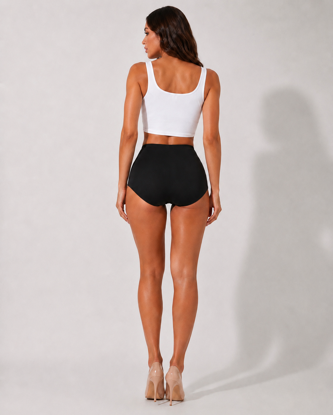 Shorty Taille Haute Gainant Effet Push-Up - Noir