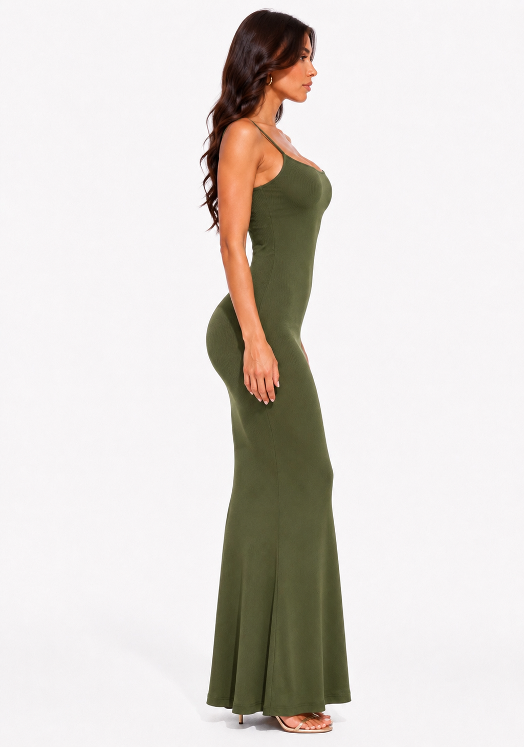 Robe Gainante A Décolletée Sculptante - Vert